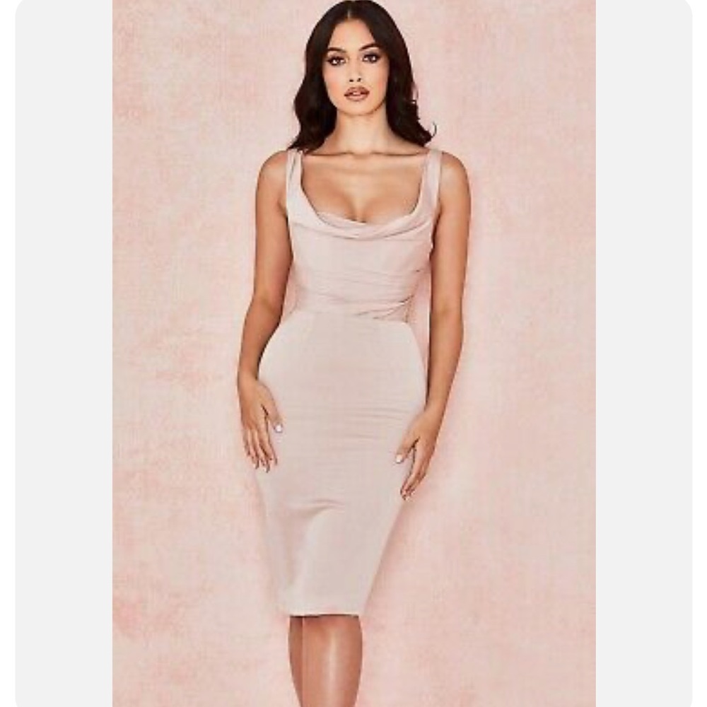 House of CB Micaela Blush Draped Corset Dress